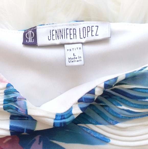 Jennifer Lopez White Floral Mini Dress Petite Large - Picture 2 of 5